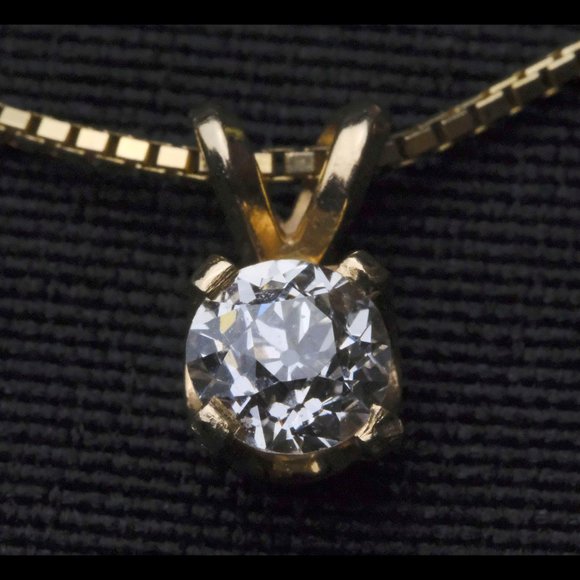 European-Cut Diamond Pendant on 14k Gold Chain - Picture 5 of 12
